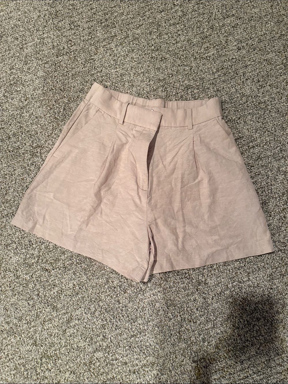 H&M High Waist Light Tan Tailored Shorts